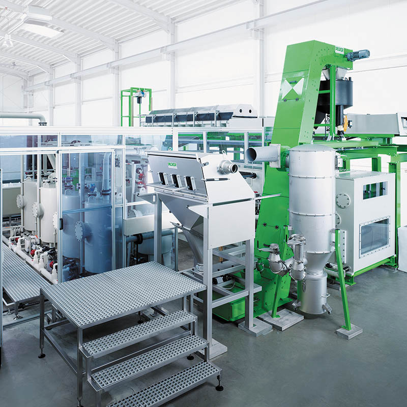 Feinkorn-Ätzanlage zur Zerkleinerung von „Alt-Wafer“ oder Wafer-Bruch